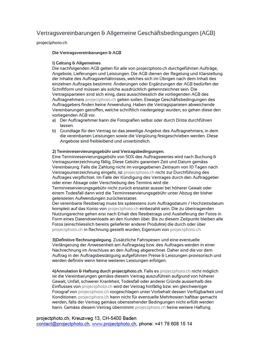 AGB Vertragsbedingungen 2019 Brautpaar